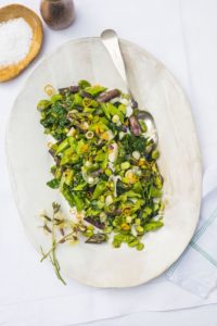 Spring Greens Saute from The Jewish Seasonal Kitchen by Amelia Saltsman