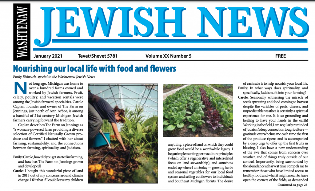 Washtenaw Jewish News Article